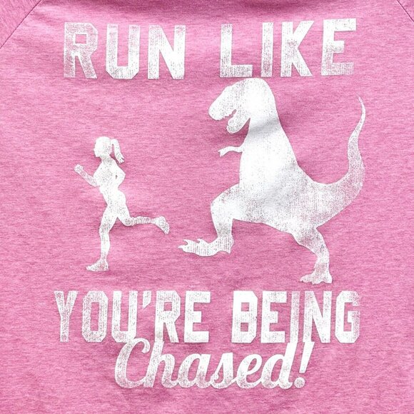 Run Like You're Being Chased T-Rex 3/4 Sleeve Tee Women M Pink Fifth Sun - Picture 2 of 5
